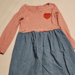 Striped Red and Blue Casual Kids Dress